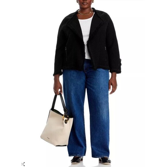 NEW Nic+Zoe Womens Plus 2X Black Onyx Fringe Open Front Cardigan Jacket - Picture 2 of 14